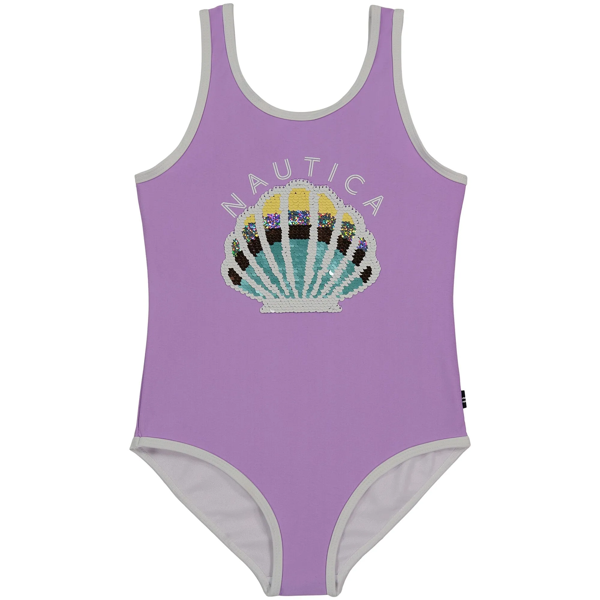 Nautica Badeanzug mit Muschelmuster für kleine Mädchen (4-6X) in der Farbe Guppy Grape