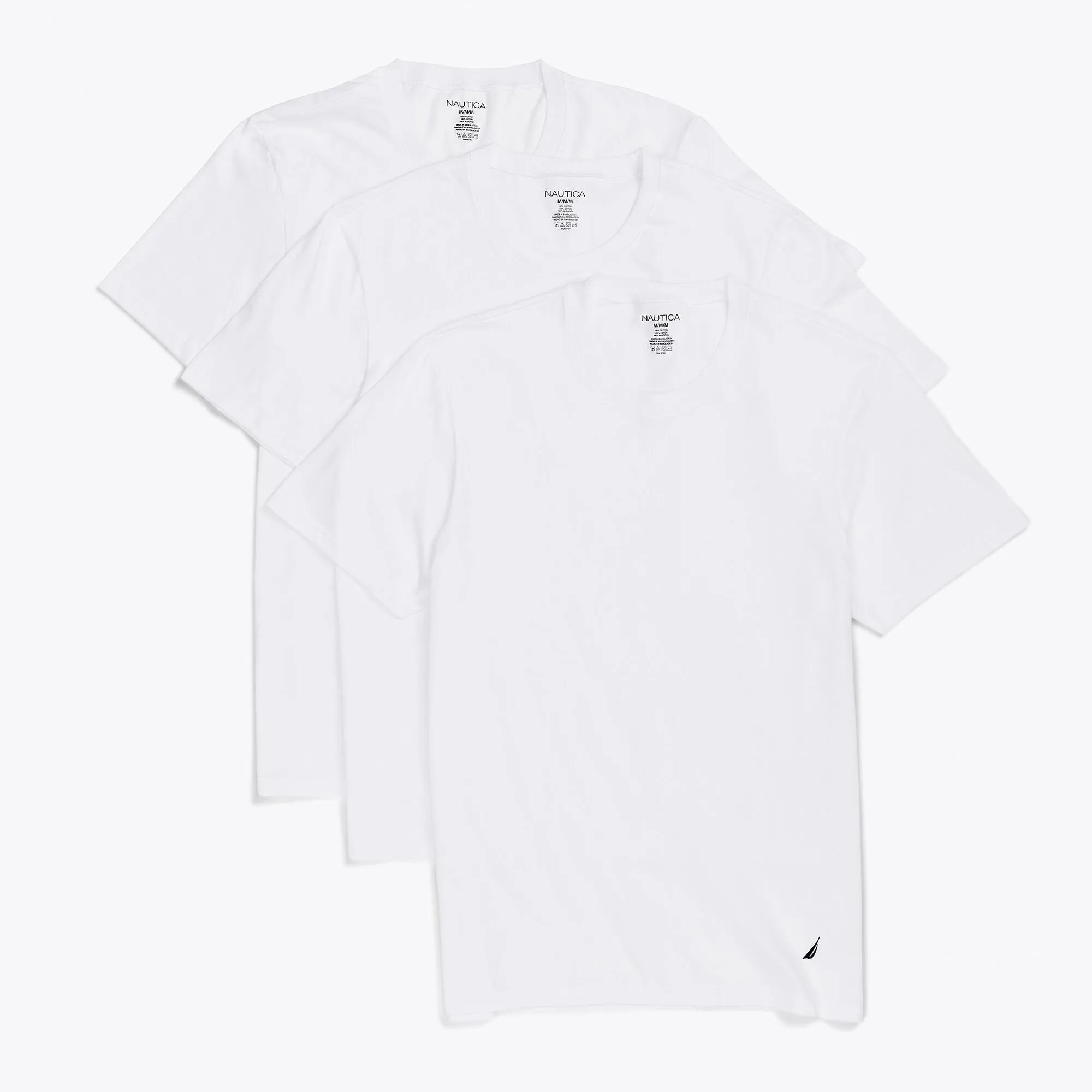 Nautica Herren Crew T-Shirts in strahlendem Weiß von Nautica