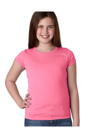 Next Level Youth Prinzessin Fein Jersey Kurzarm Rundhals T-Shirt - Knallrosa