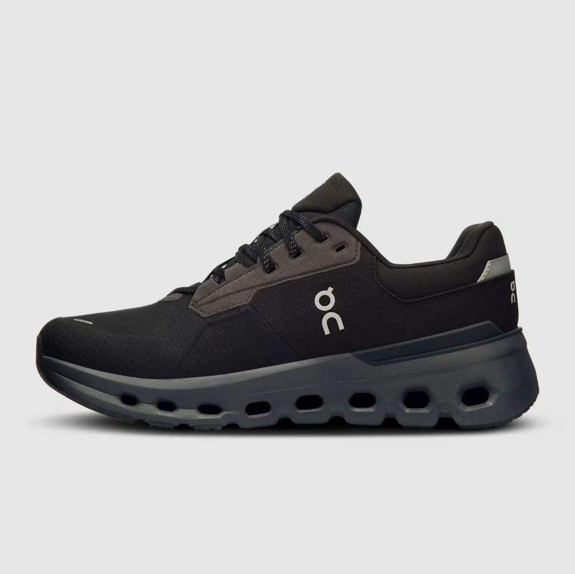 On Women's Cloudrunner 2 wasserdichte Schuhe - Magnet / Schwarz On Cloud Schuhe