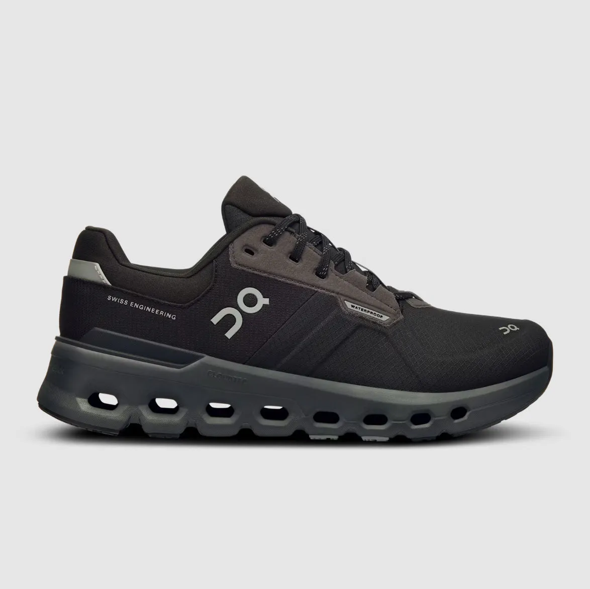 On Women's Cloudrunner 2 wasserdichte Schuhe - Magnet / Schwarz On Cloud Schuhe