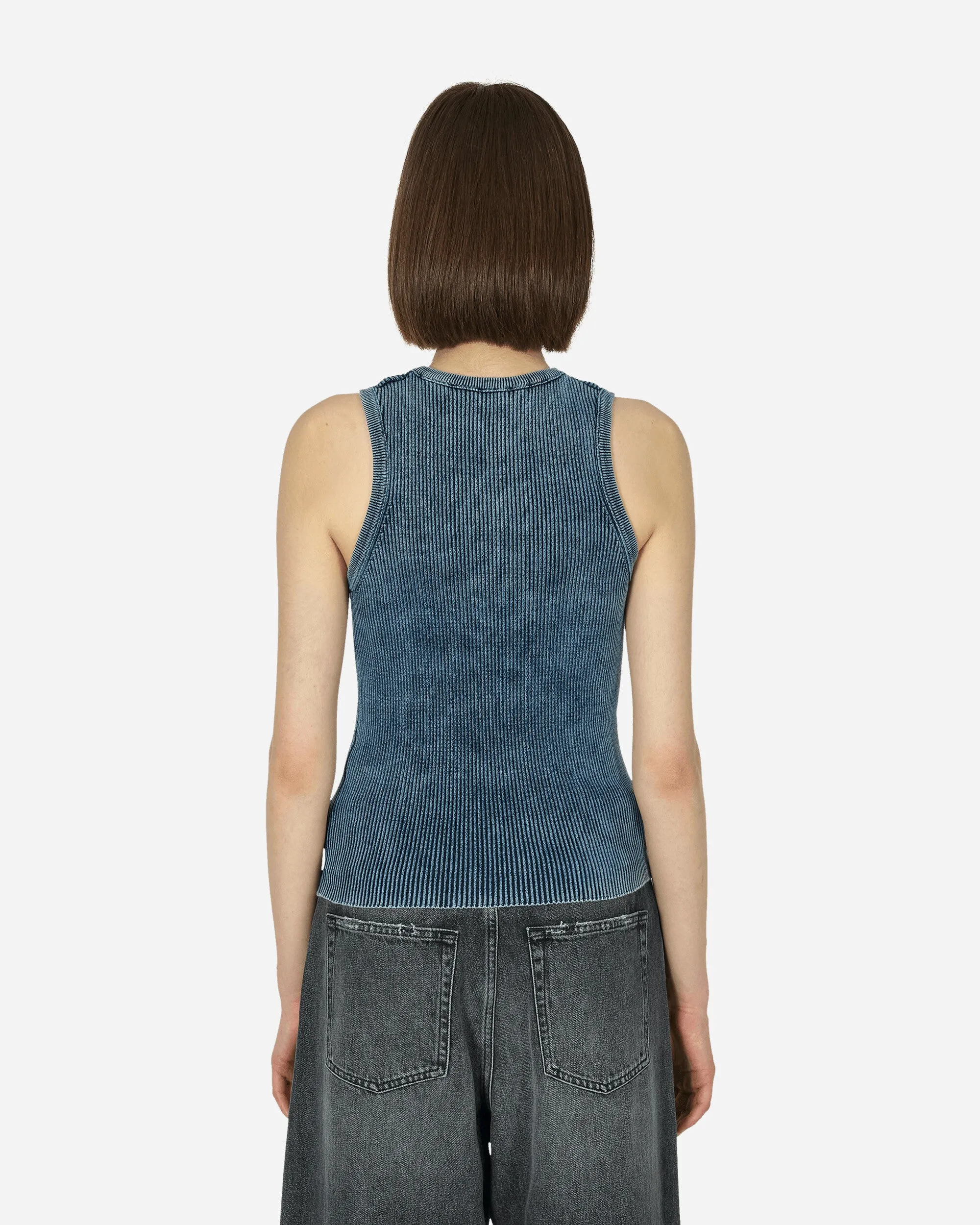 Ovaler D-Rippstrick-Tanktop Dunkelblau