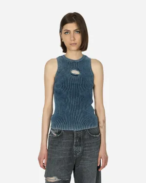 Ovaler D-Rippstrick-Tanktop Dunkelblau