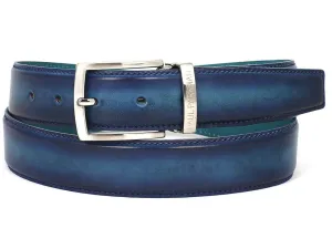 Paul Parkman Schuhe Paul Parkman Herren-Handbemalter Ledergürtel in zweifarbigem Blau & Türkis