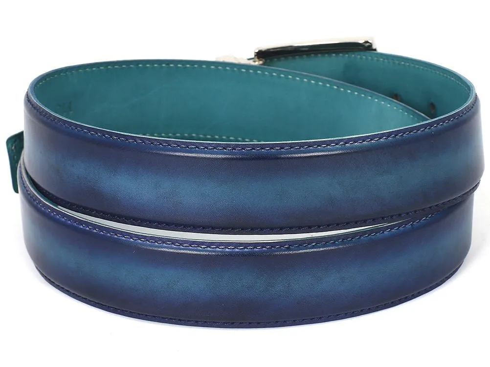 Paul Parkman Schuhe Paul Parkman Herren-Handbemalter Ledergürtel in zweifarbigem Blau & Türkis