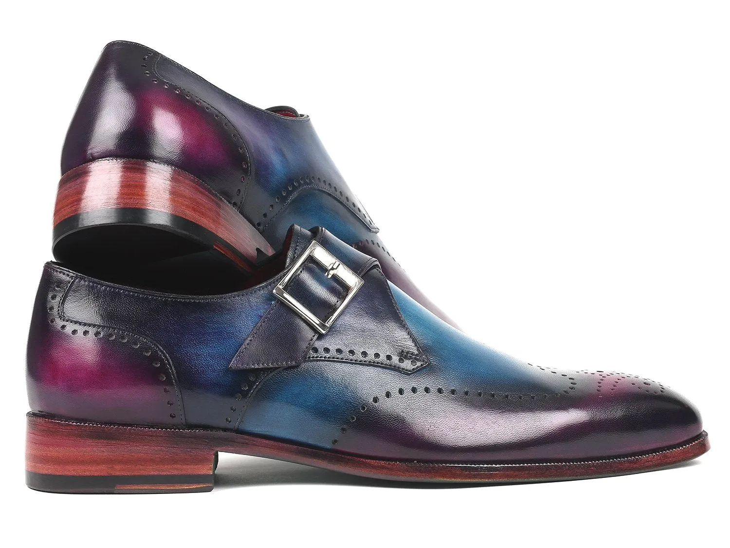 Paul Parkman Schuhe Paul Parkman Herren Einfach-Mönchsschnürer in Blau & Lila