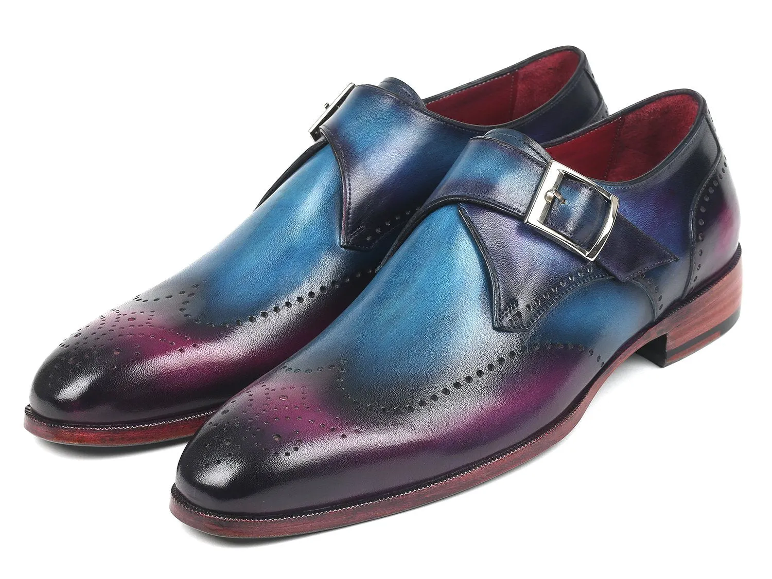 Paul Parkman Schuhe Paul Parkman Herren Einfach-Mönchsschnürer in Blau & Lila