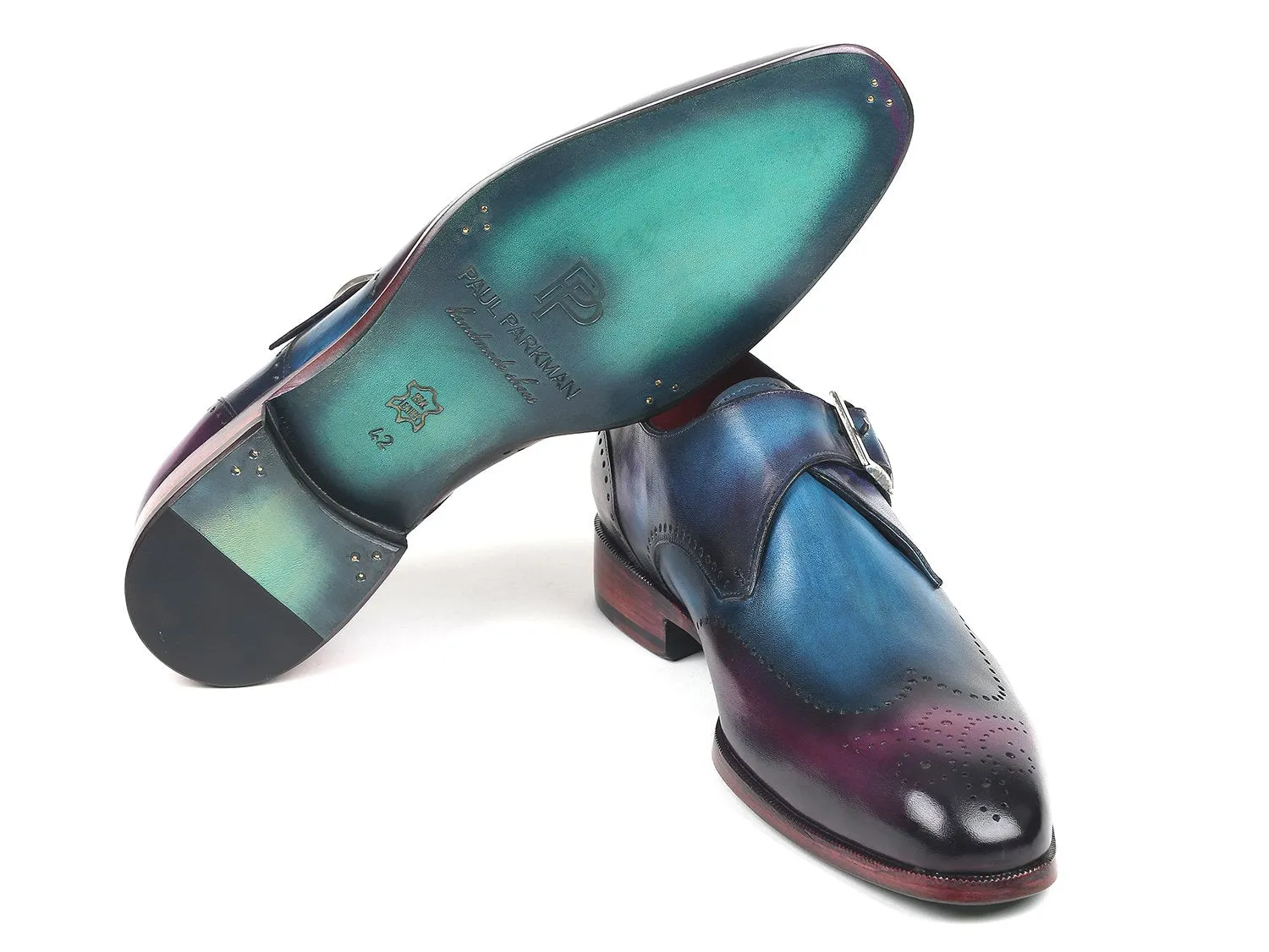 Paul Parkman Schuhe Paul Parkman Herren Einfach-Mönchsschnürer in Blau & Lila