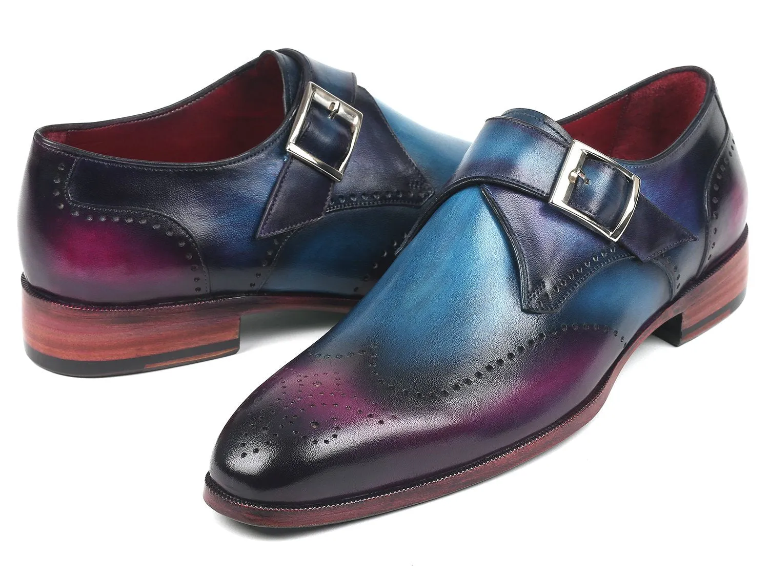 Paul Parkman Schuhe Paul Parkman Herren Einfach-Mönchsschnürer in Blau & Lila