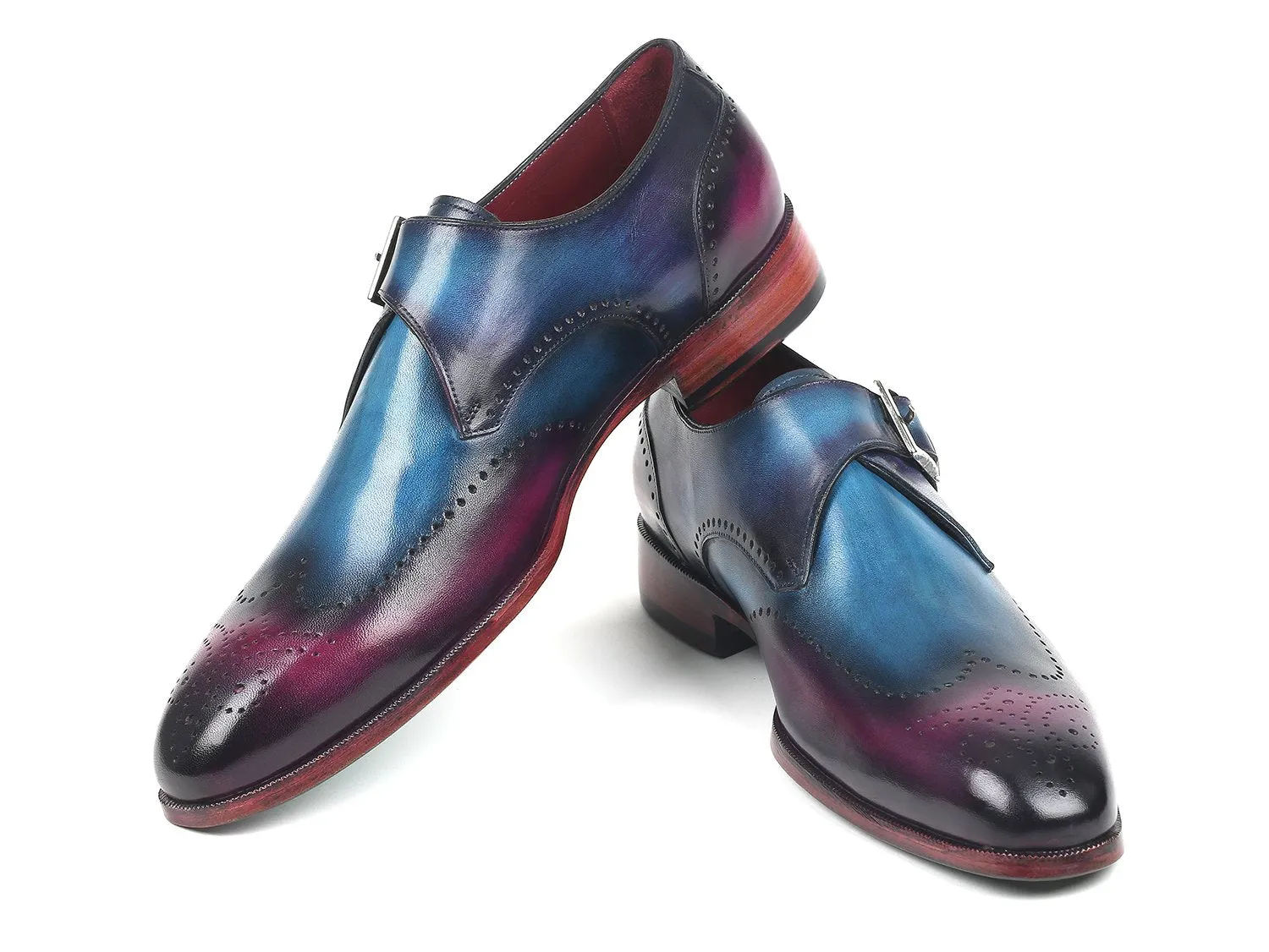 Paul Parkman Schuhe Paul Parkman Herren Einfach-Mönchsschnürer in Blau & Lila