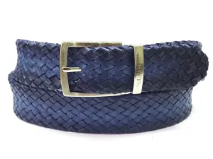 Paul Parkman Shoes Paul Parkman Men's Woven Leather Belt in Navy
