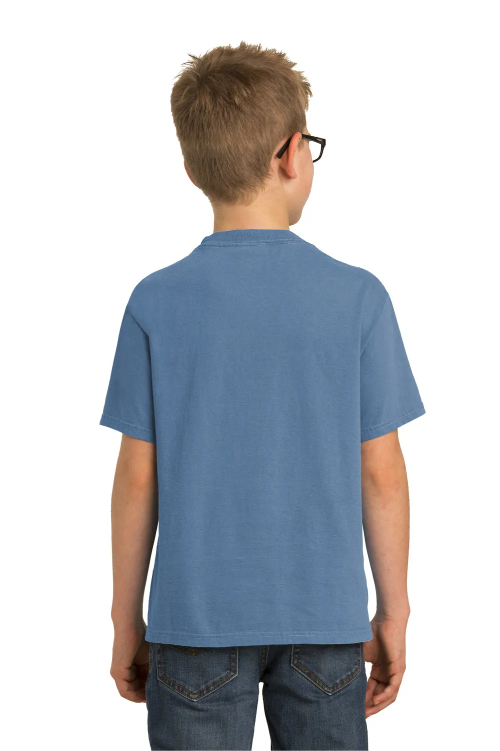 Port & Company Jugendliche Beach Wash Kurzarm Rundhals T-Shirt - Blauer Mond
