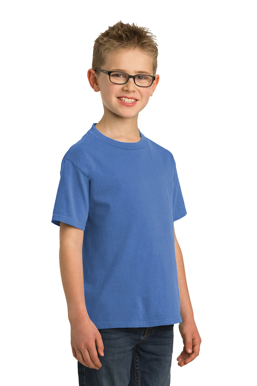 Port & Company Jugendliche Beach Wash Kurzarm Rundhals T-Shirt - Blauer Mond