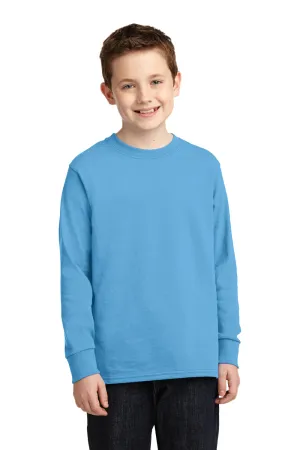 Port & Company Jugend Basic Langarm Rundhals T-Shirt - Wasserblau