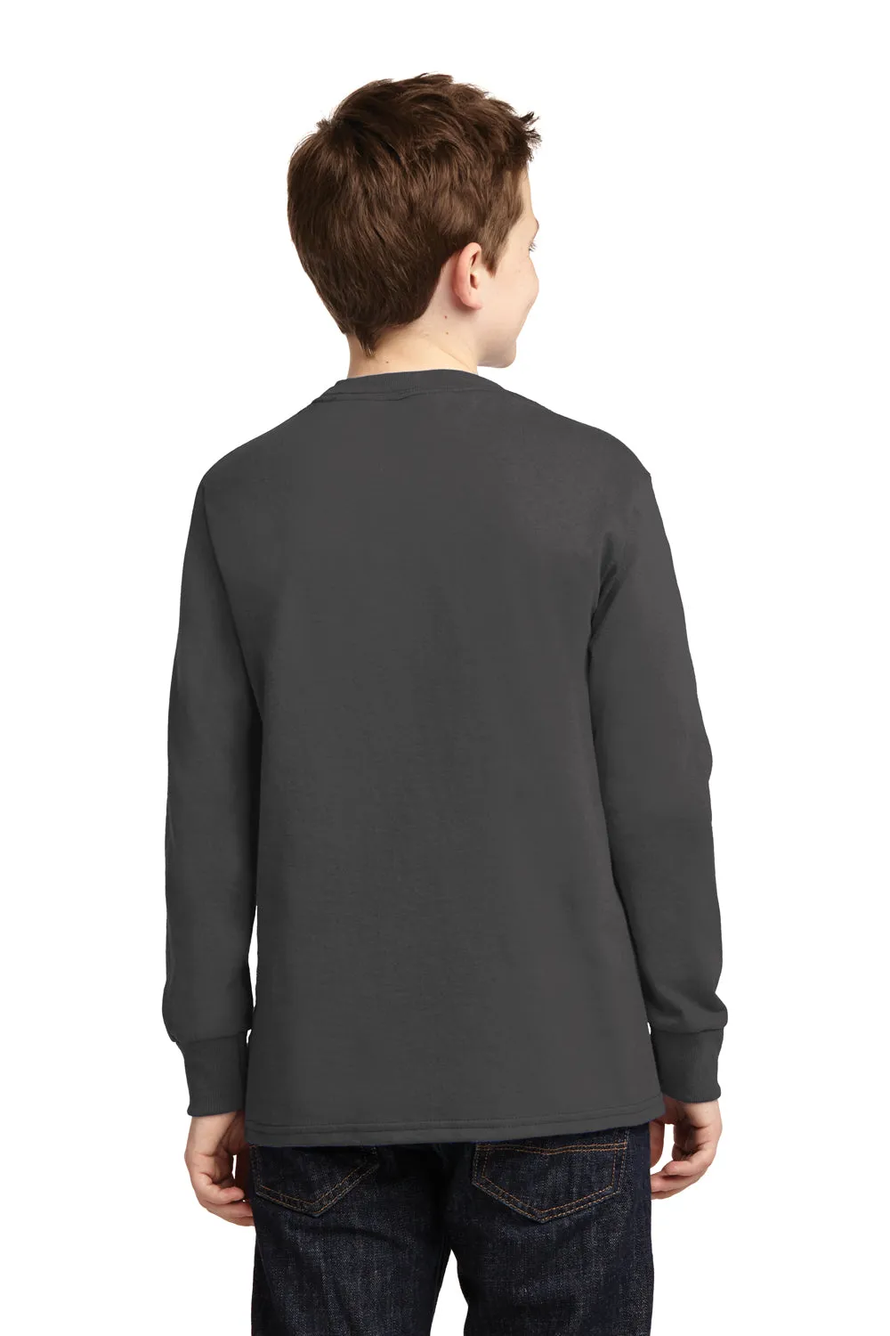 Port & Company Youth Core Langarm-Crewneck-T-Shirt - Anthrazitgrau