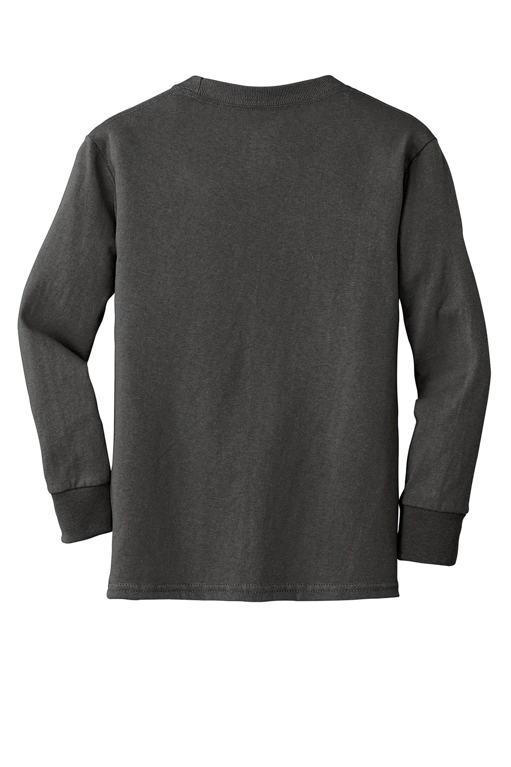 Port & Company Youth Core Langarm-Crewneck-T-Shirt - Anthrazitgrau