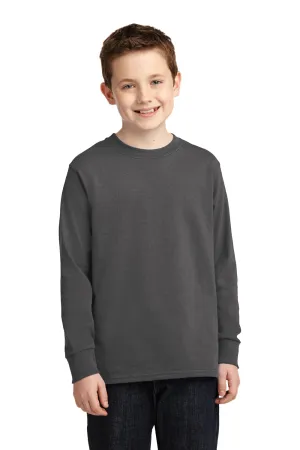 Port & Company Youth Core Langarm-Crewneck-T-Shirt - Anthrazitgrau