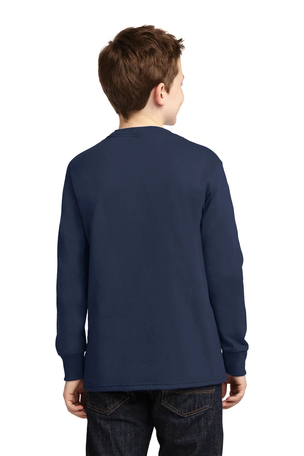 Port & Company Jugend Basic Langarm Rundhals T-Shirt - Marineblau
