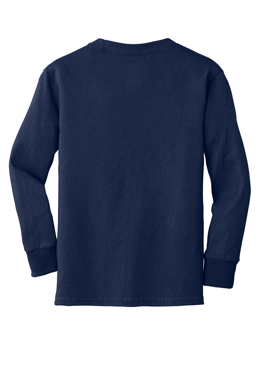 Port & Company Jugend Basic Langarm Rundhals T-Shirt - Marineblau