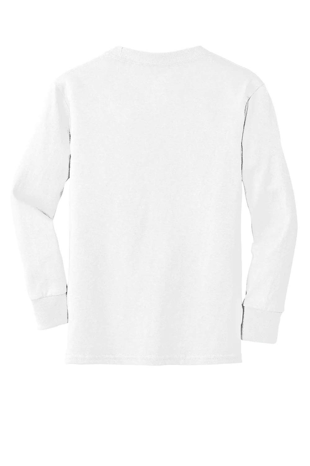 Port & Company Jugend Basic Langarm Rundhals T-Shirt - Weiß