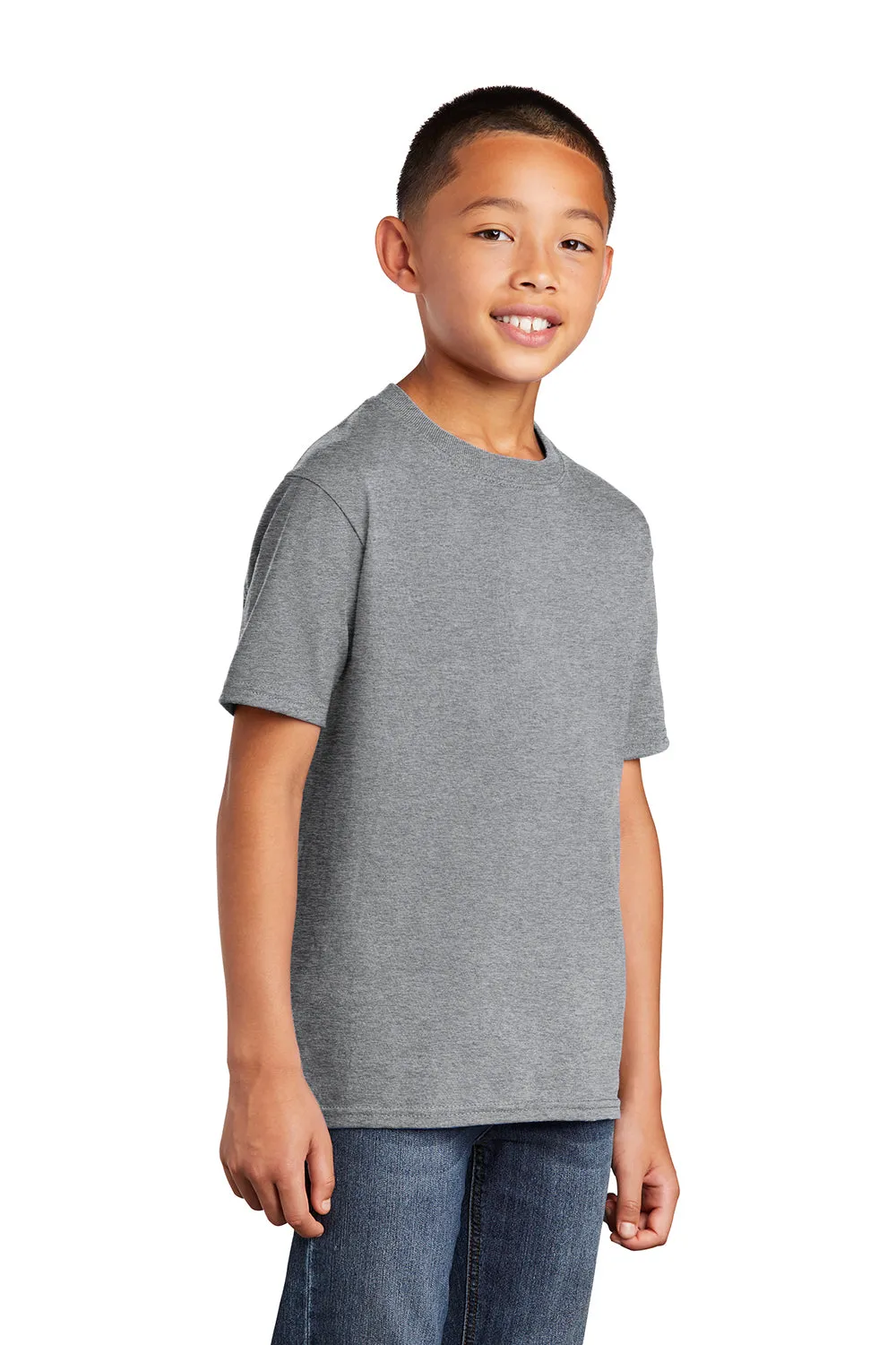 Port & Company Jugend Basic Kurzarm Rundhals T-Shirt - Heather Grau