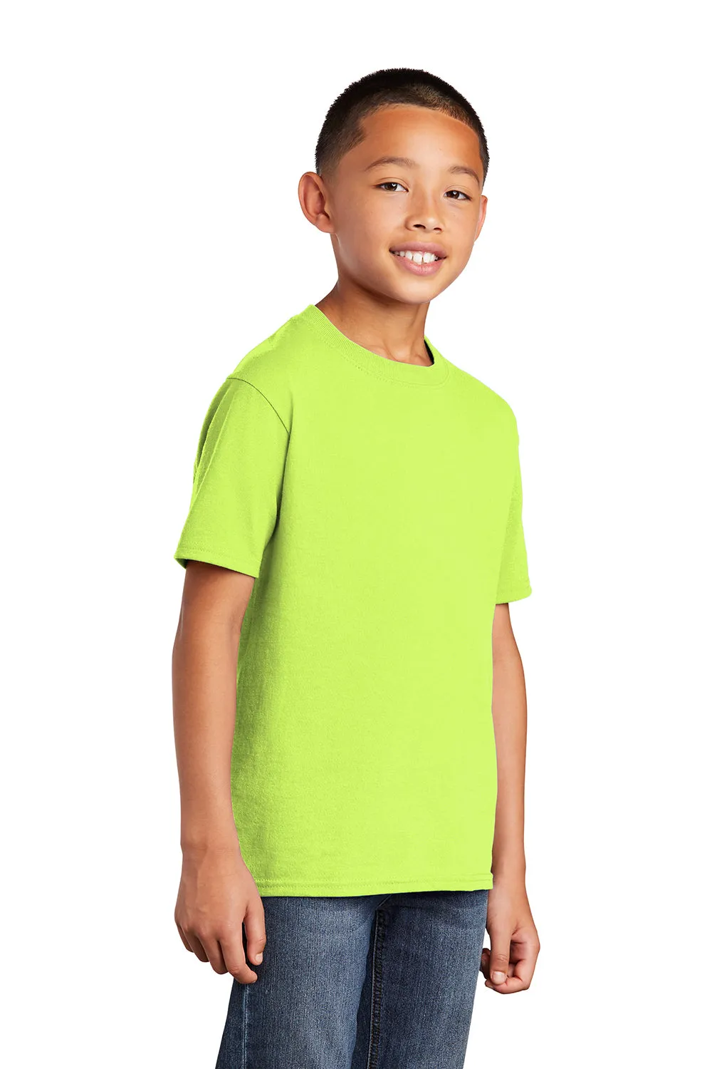 Port & Company Jugend Basic Kurzarm Rundhals T-Shirt - Neon Gelb