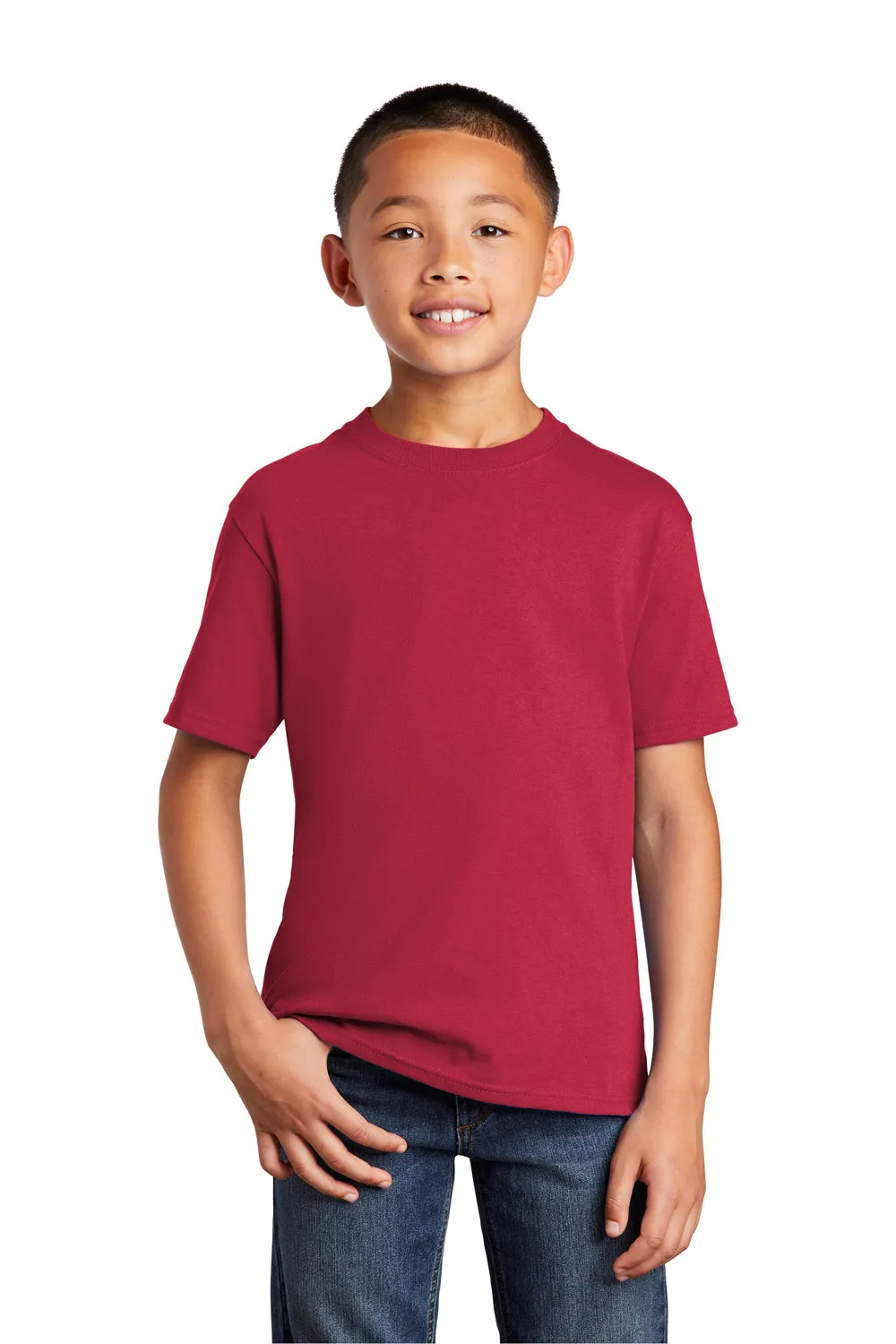 Port & Company Jugend Basic Kurzarm Rundhals T-Shirt - Rot