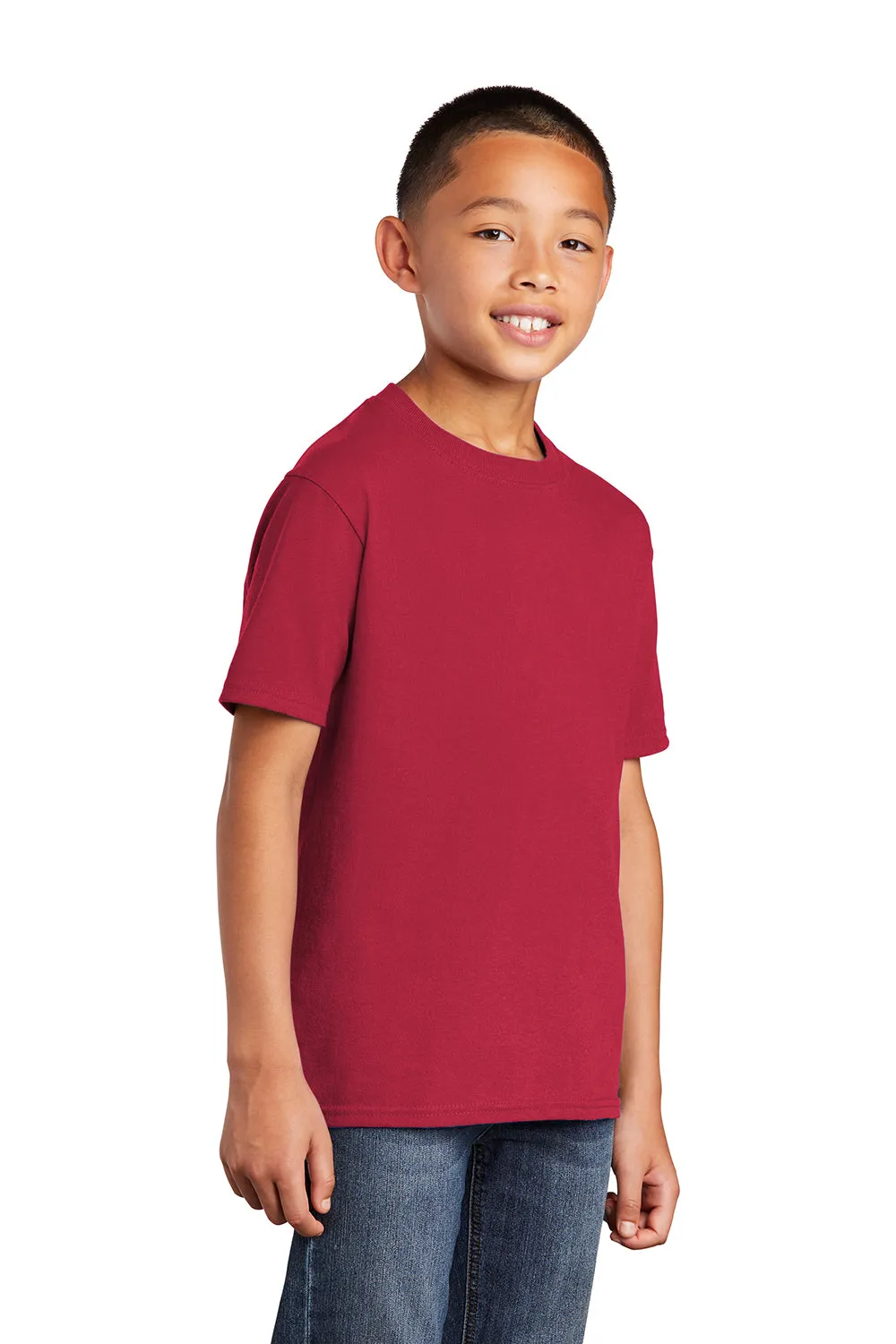 Port & Company Jugend Basic Kurzarm Rundhals T-Shirt - Rot