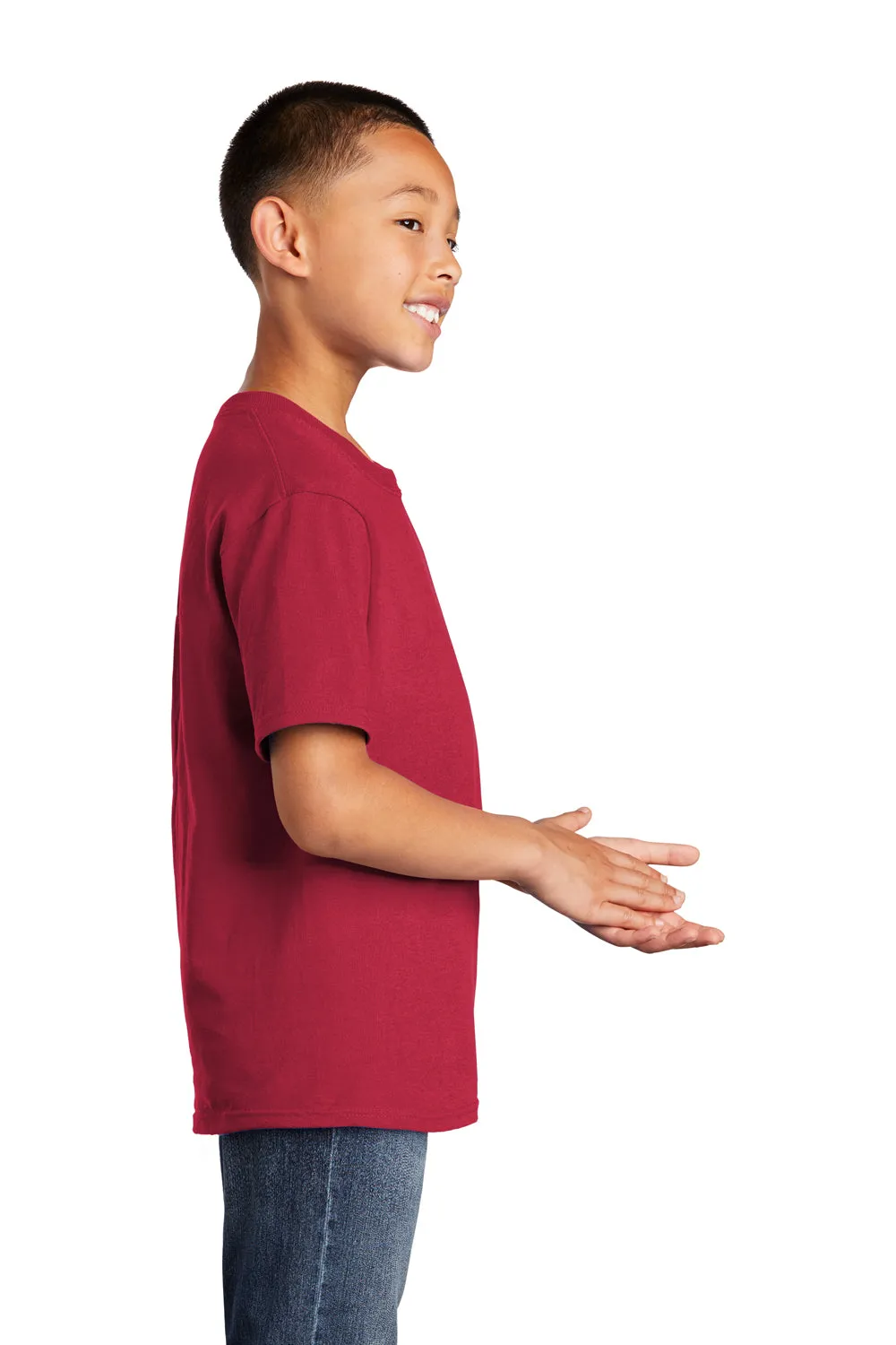 Port & Company Jugend Basic Kurzarm Rundhals T-Shirt - Rot