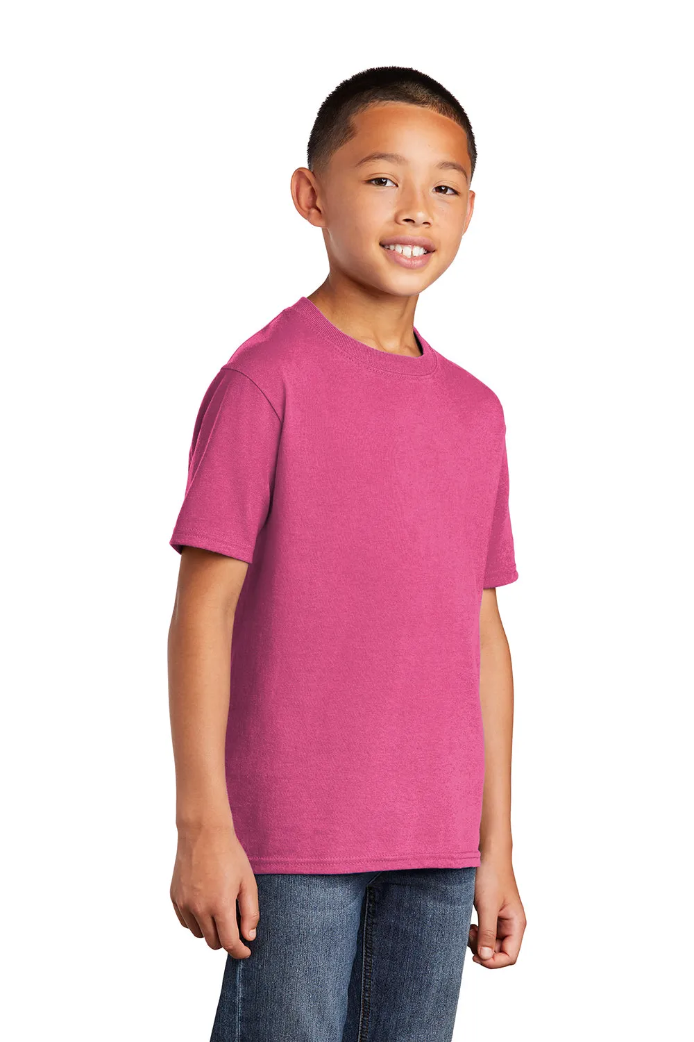 Port & Company Youth Core Kurzarm Rundhals T-Shirt - Sangria Pink