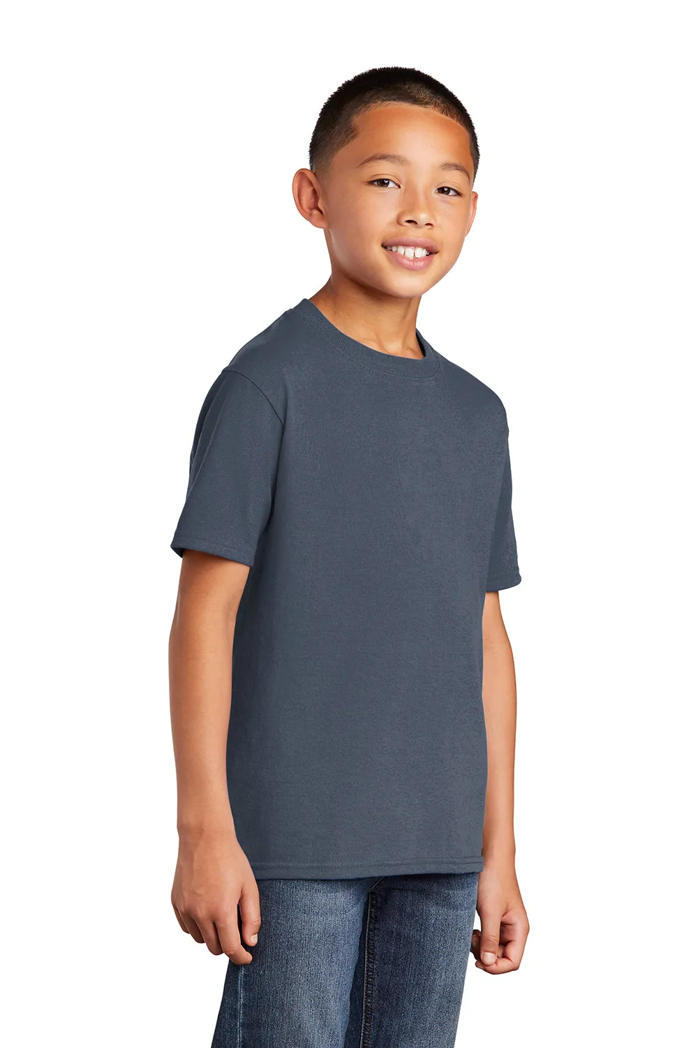 Port & Company Youth Core Kurzarm Rundhals T-Shirt - Stahlblau