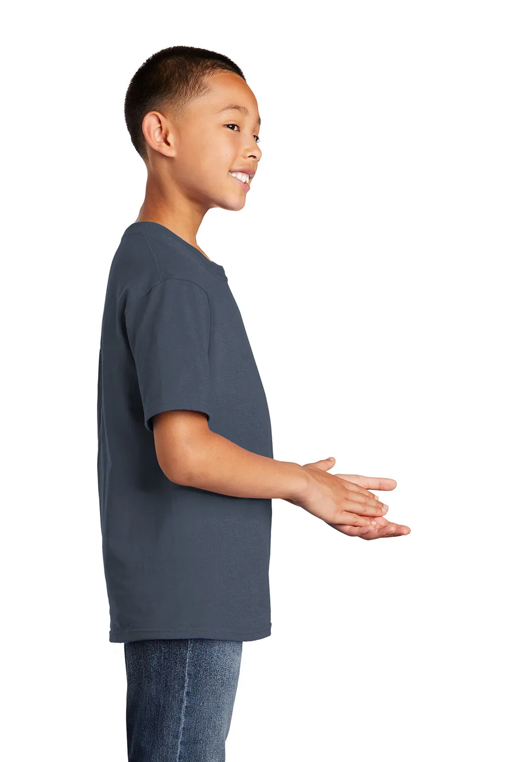 Port & Company Youth Core Kurzarm Rundhals T-Shirt - Stahlblau