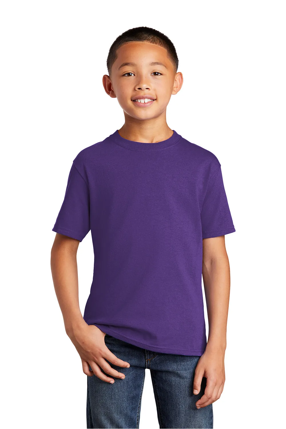 Port & Company Jugend Basic Kurzarm T-Shirt mit Rundhalsausschnitt - Team Lila