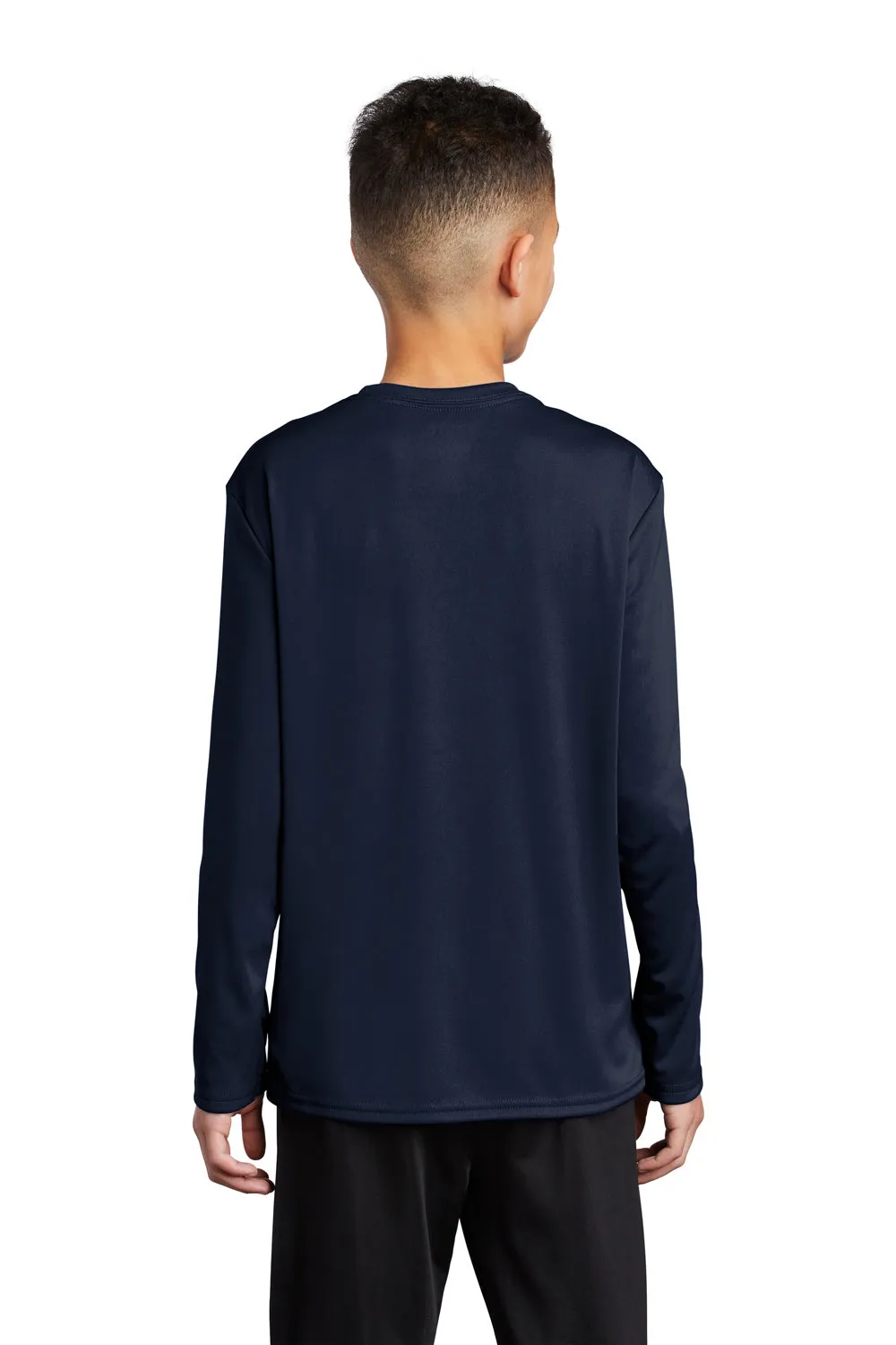 Port & Company Youth Dry Zone Performance Feuchtigkeitstransport Langarm Rundhals T-Shirt - Dunkelmarineblau