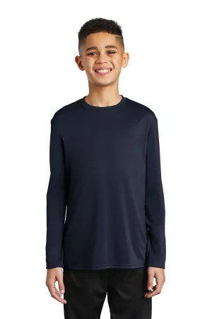 Port & Company Youth Dry Zone Performance Feuchtigkeitstransport Langarm Rundhals T-Shirt - Dunkelmarineblau