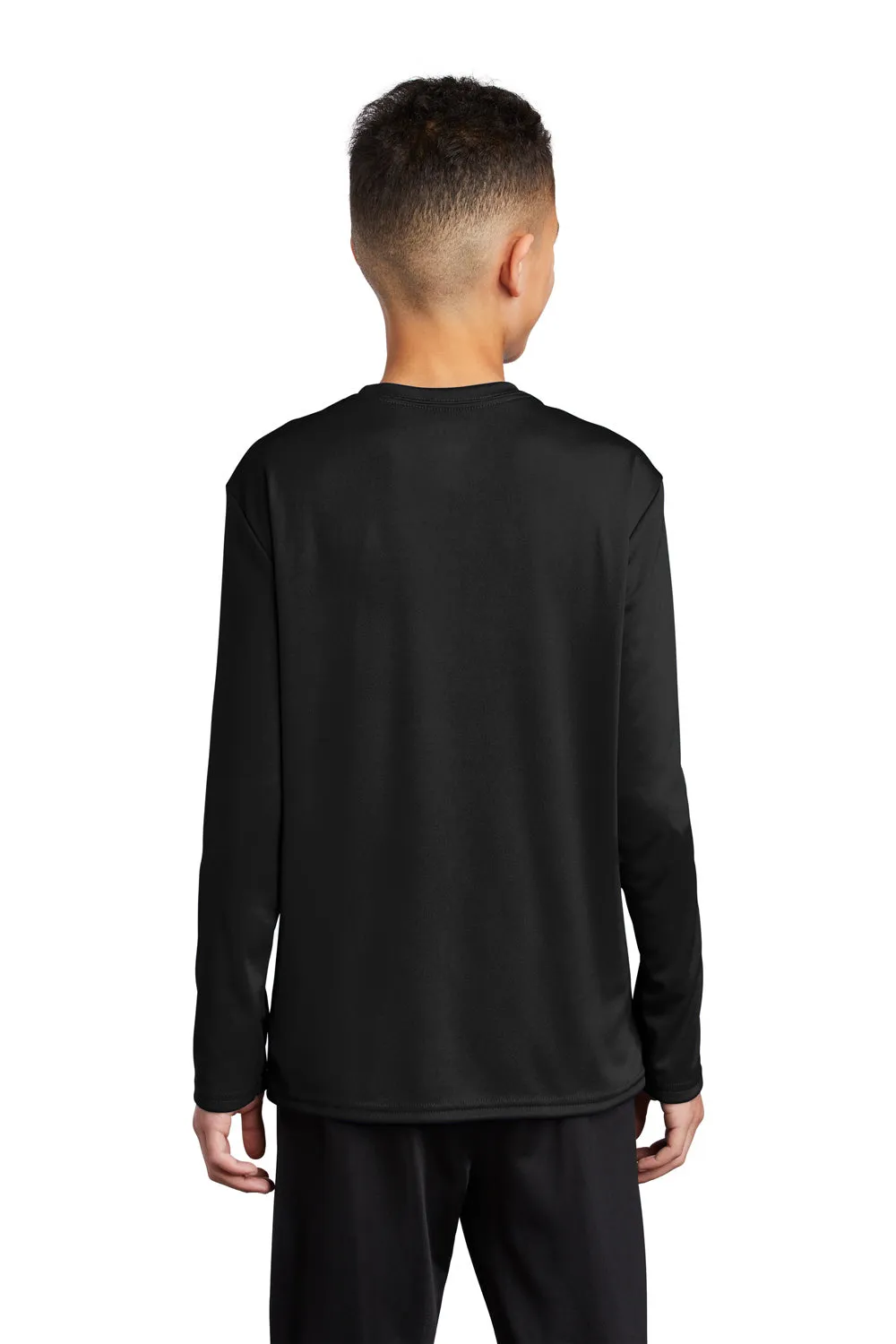 Port & Company Jugend Dry Zone Performance Feuchtigkeitstransport Langarm Rundhals T-Shirt - Tiefschwarz