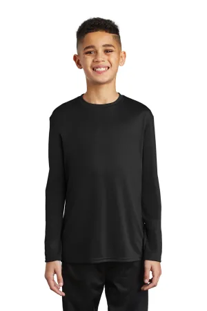 Port & Company Jugend Dry Zone Performance Feuchtigkeitstransport Langarm Rundhals T-Shirt - Tiefschwarz