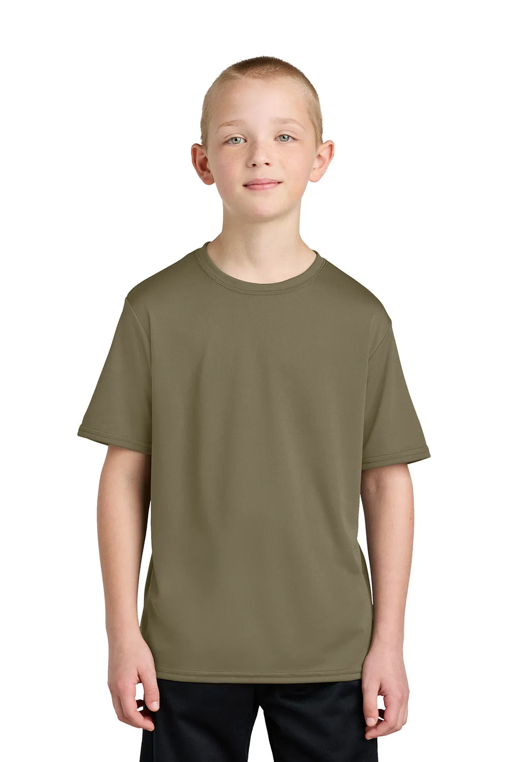 Port & Company Youth Dry Zone Performance Feuchtigkeitstransportierendes Kurzarm-Crewneck-T-Shirt - Kojotenbraun