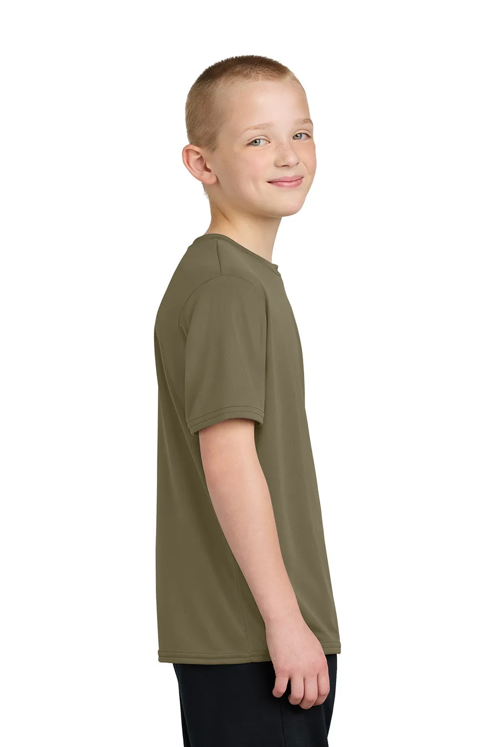 Port & Company Youth Dry Zone Performance Feuchtigkeitstransportierendes Kurzarm-Crewneck-T-Shirt - Kojotenbraun
