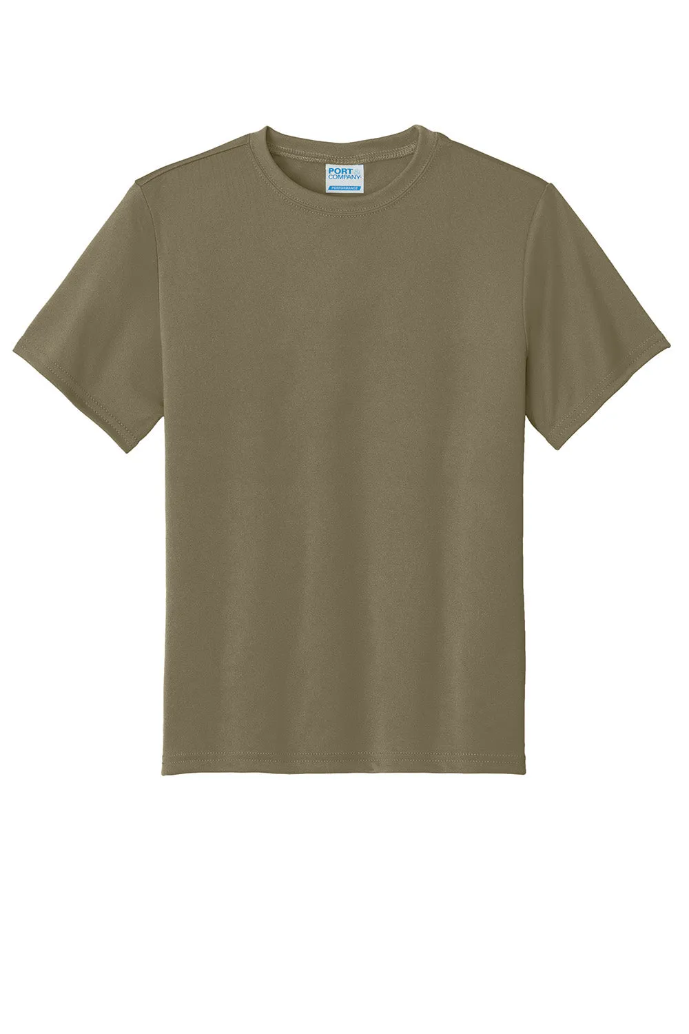 Port & Company Youth Dry Zone Performance Feuchtigkeitstransportierendes Kurzarm-Crewneck-T-Shirt - Kojotenbraun