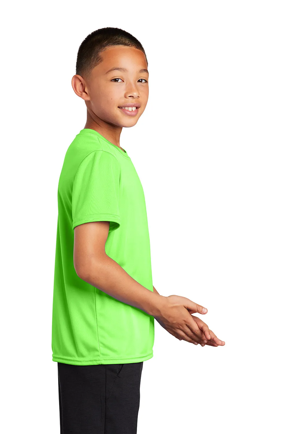 Port & Company Youth Dry Zone Performance Feuchtigkeitstransportierendes Kurzarm-Crewneck-T-Shirt - Neon Grün