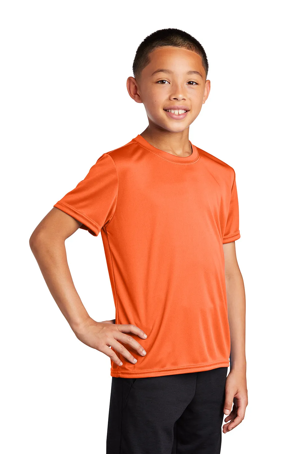 Port & Company Youth Dry Zone Performance Feuchtigkeitstransportierendes Kurzarm-Crewneck-T-Shirt - Neon Orange