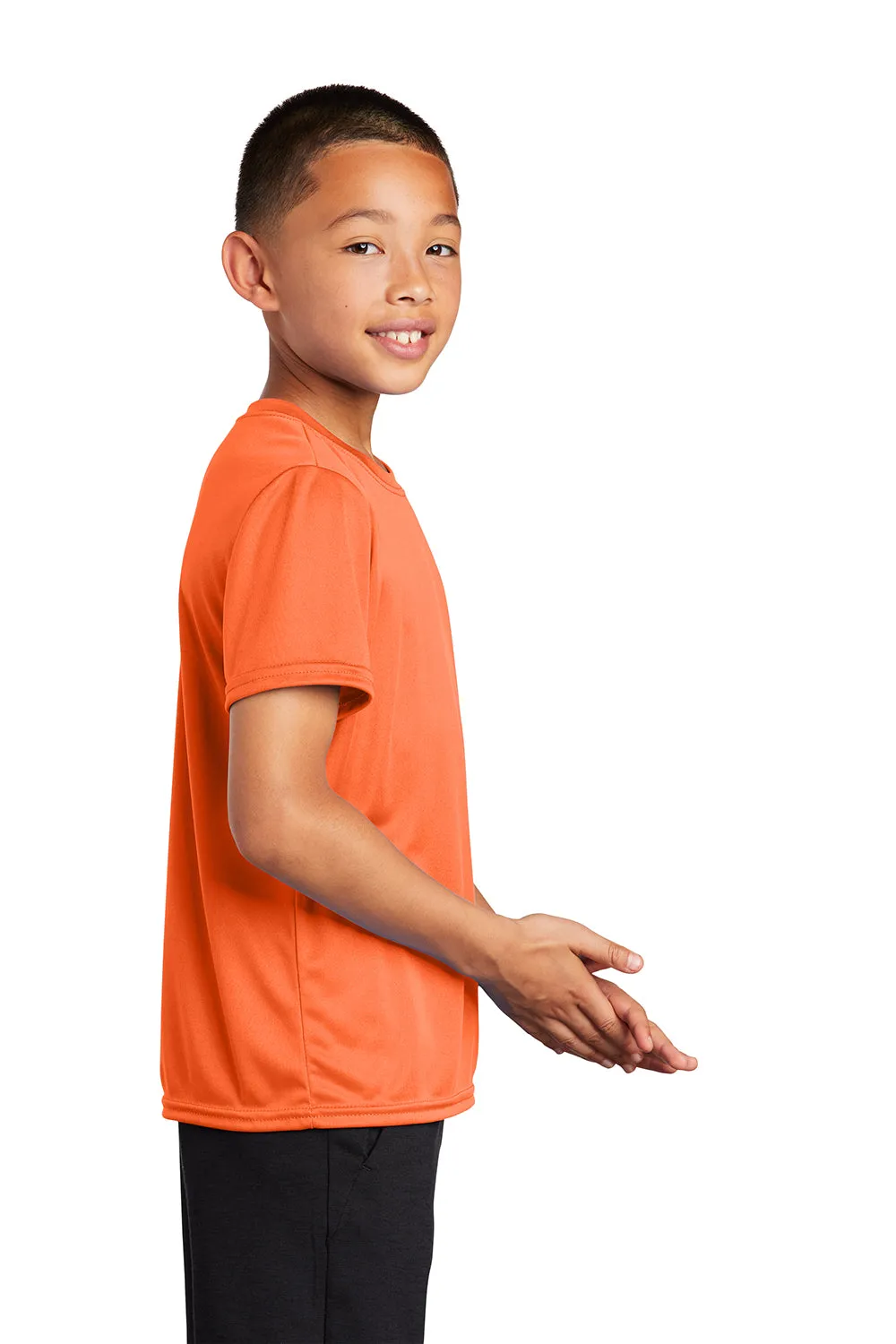 Port & Company Youth Dry Zone Performance Feuchtigkeitstransportierendes Kurzarm-Crewneck-T-Shirt - Neon Orange