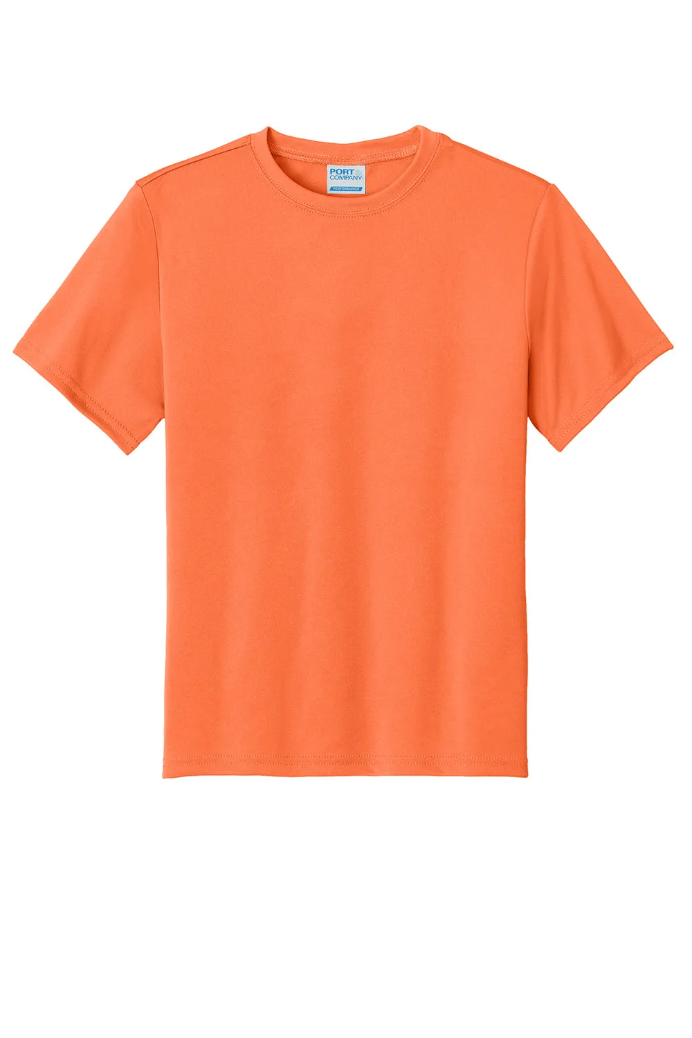 Port & Company Youth Dry Zone Performance Feuchtigkeitstransportierendes Kurzarm-Crewneck-T-Shirt - Neon Orange