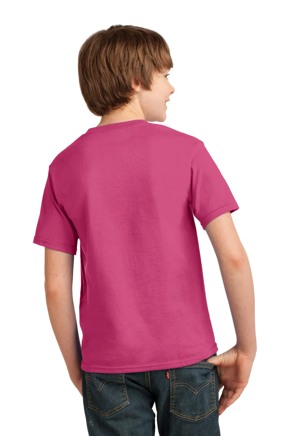 Port & Company Jugend Essential Kurzarm Rundhals T-Shirt - Sangria Pink