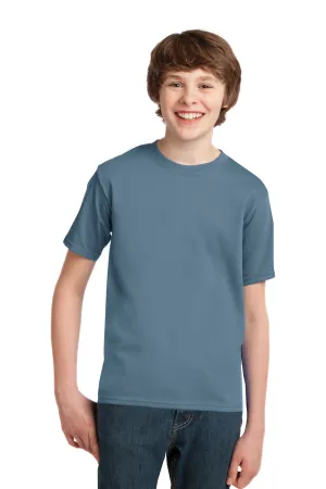 Port & Company Jugend Essential Kurzarm Rundhals T-Shirt - Steinwaschblau