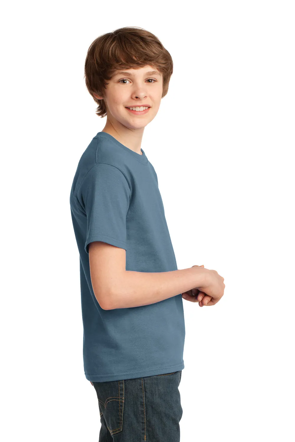 Port & Company Jugend Essential Kurzarm Rundhals T-Shirt - Steinwaschblau