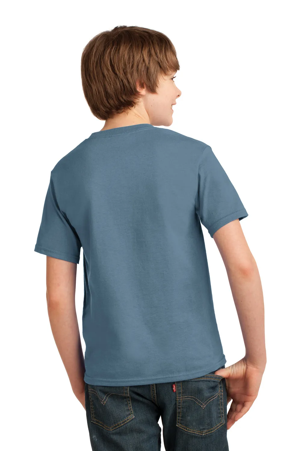 Port & Company Jugend Essential Kurzarm Rundhals T-Shirt - Steinwaschblau