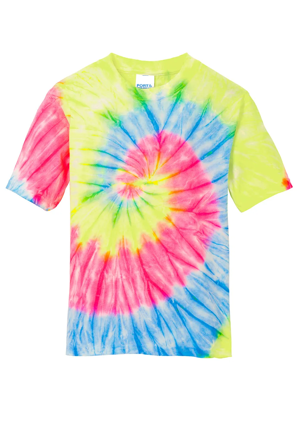 Port & Company Jugendliche Tie-Dye Kurzarm Rundhals T-Shirt - Neon Regenbogen