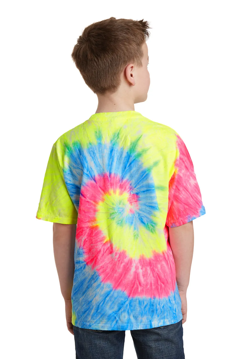 Port & Company Jugendliche Tie-Dye Kurzarm Rundhals T-Shirt - Neon Regenbogen